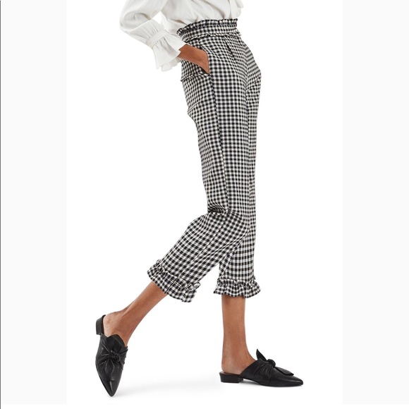 topshop gingham frill trousers 